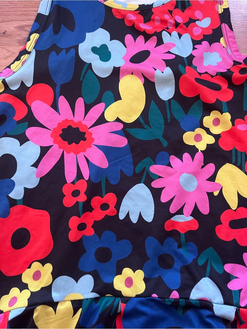 Hanna Andersson Navy Floral Tank Dress with Ruffle Hem - Picture 6 of 6
